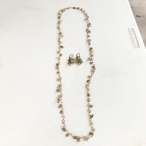 Gold Fill necklace 17” with stones and Earrings